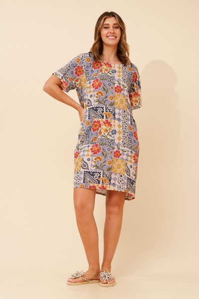 VINE PATCHWORK PRINT DRESS