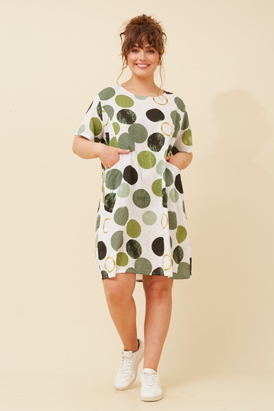 VINE POLKA DOT SHIFT DRESS