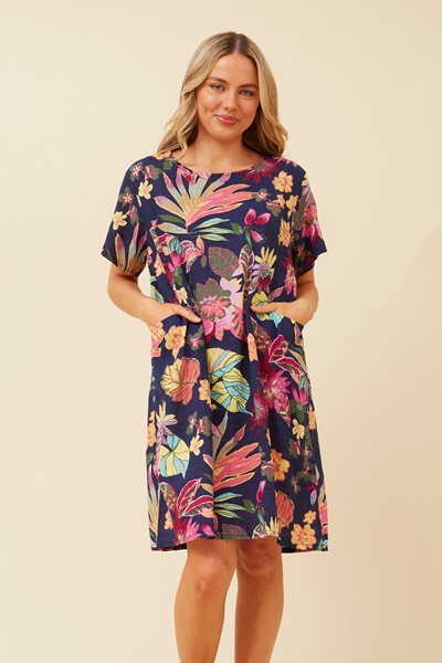 VINE TROPICAL PRINT DRESS