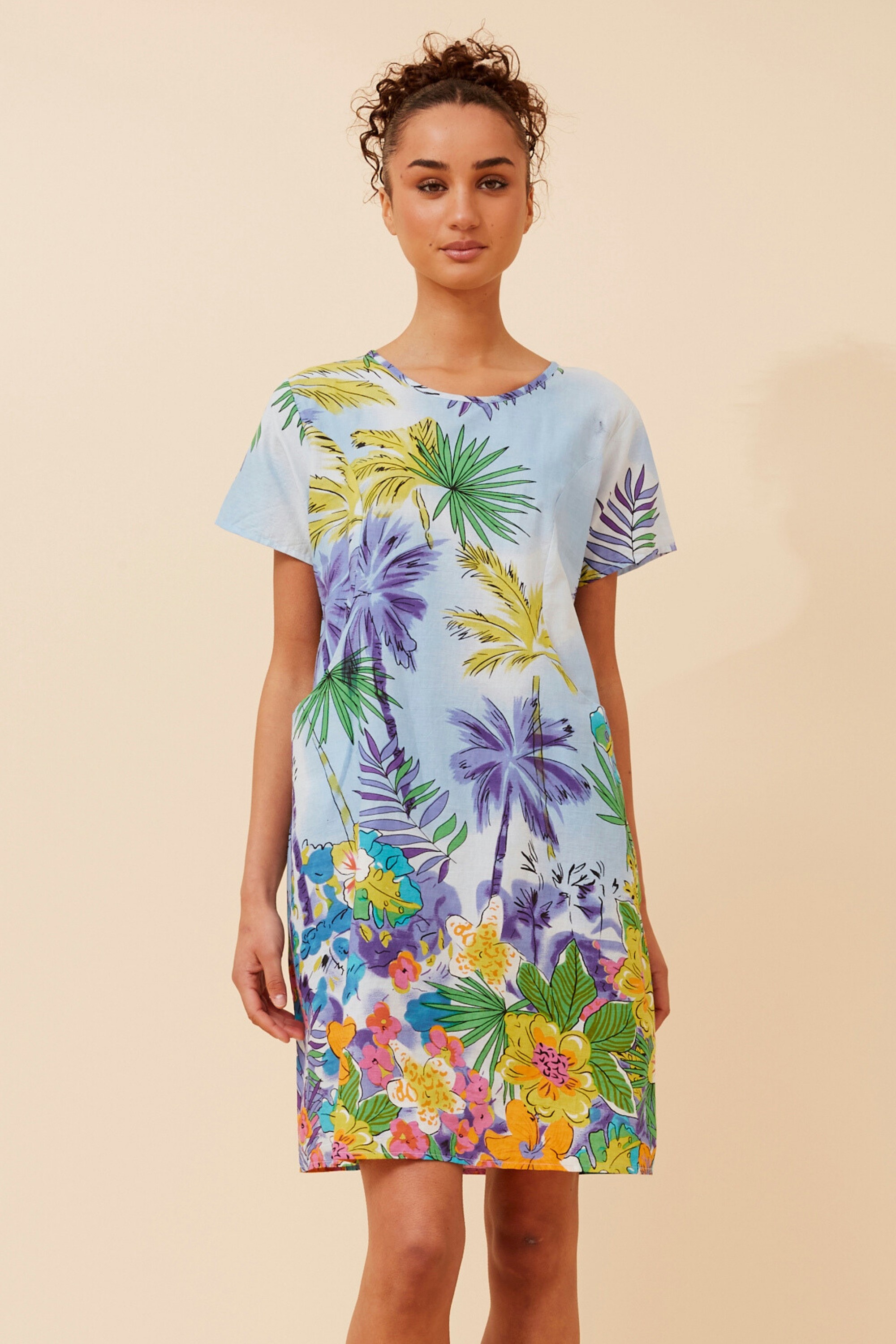 VINE TROPICAL PRINT DRESS