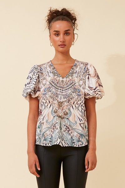 VIOLETA ANIMAL PRINT BLOUSE