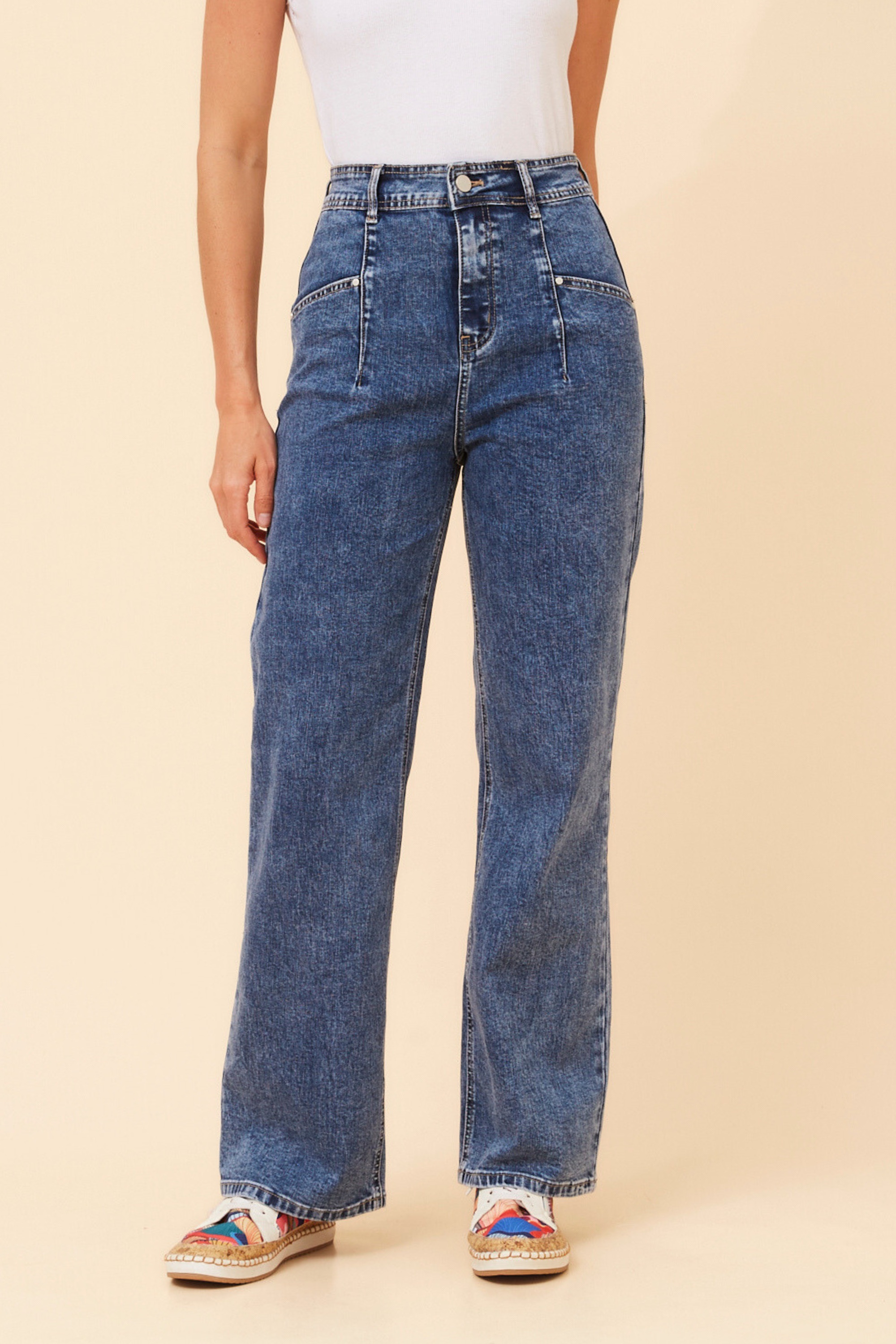 VIONA WIDE LEG DENIM PANTS