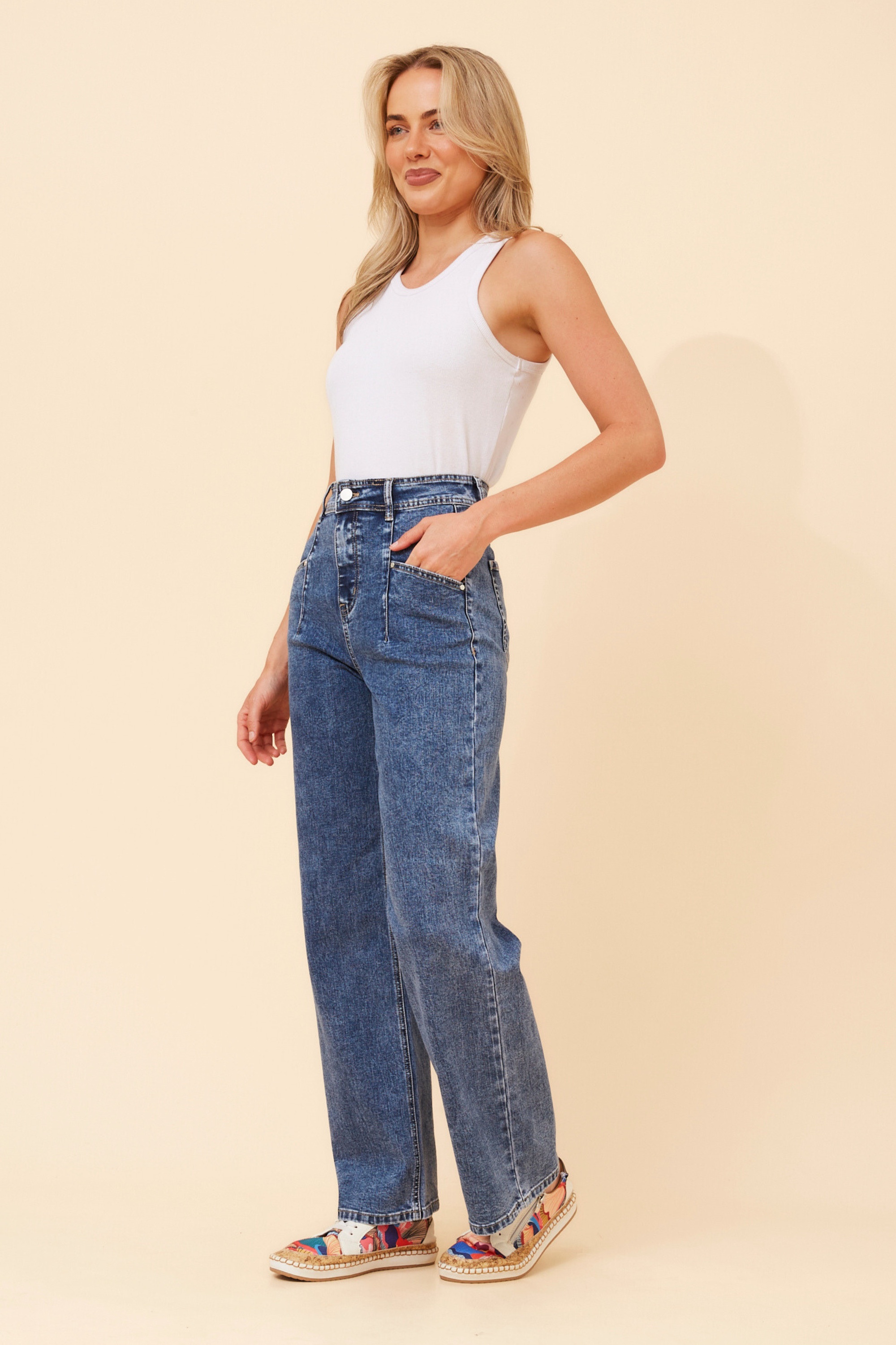 VIONA WIDE LEG DENIM PANTS