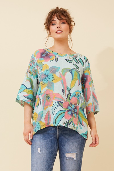 VIRDIS FLORAL LINEN TOP