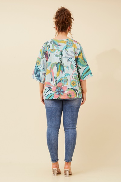 VIRDIS FLORAL LINEN TOP