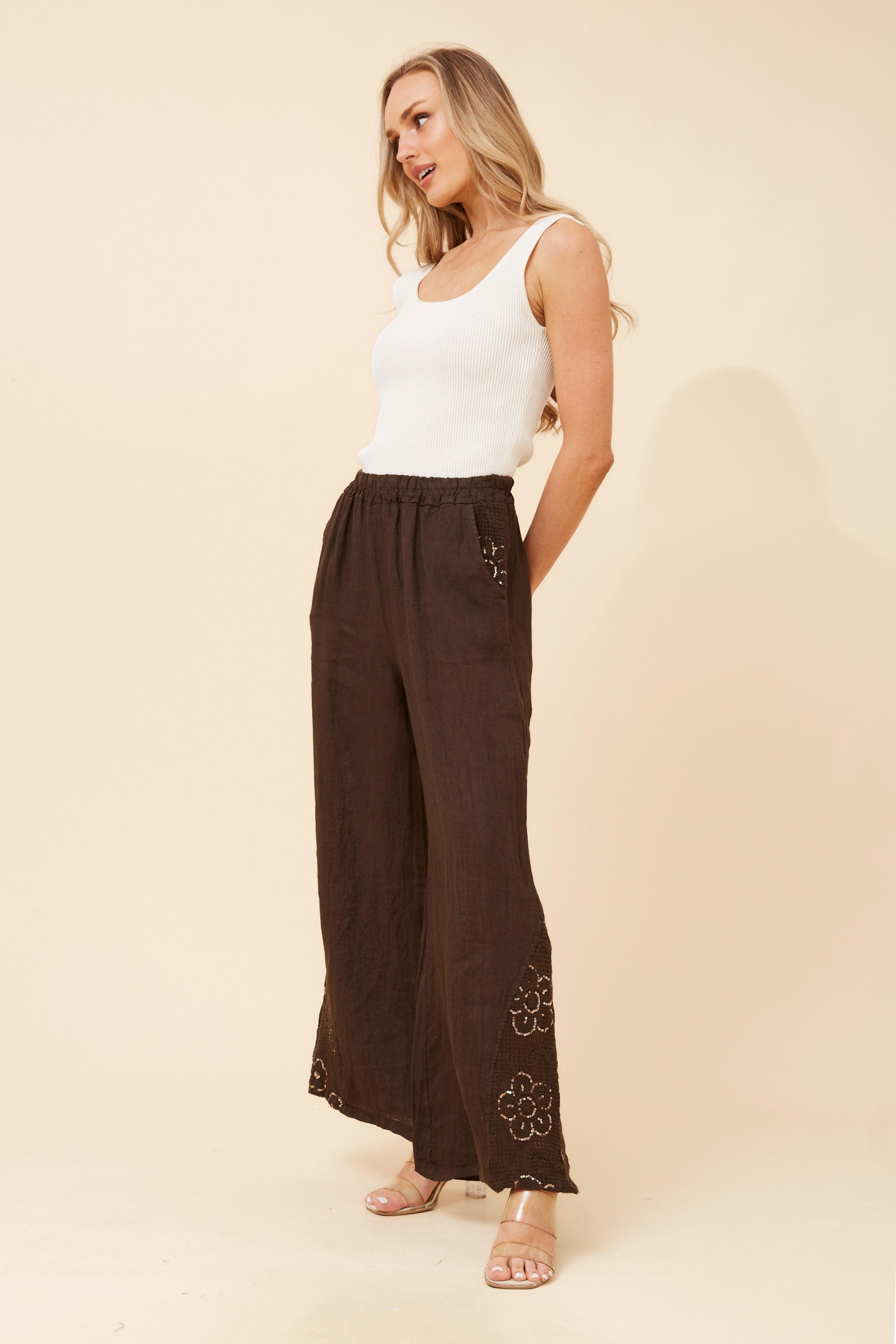 WALTER LINEN WIDE LEG PANTS