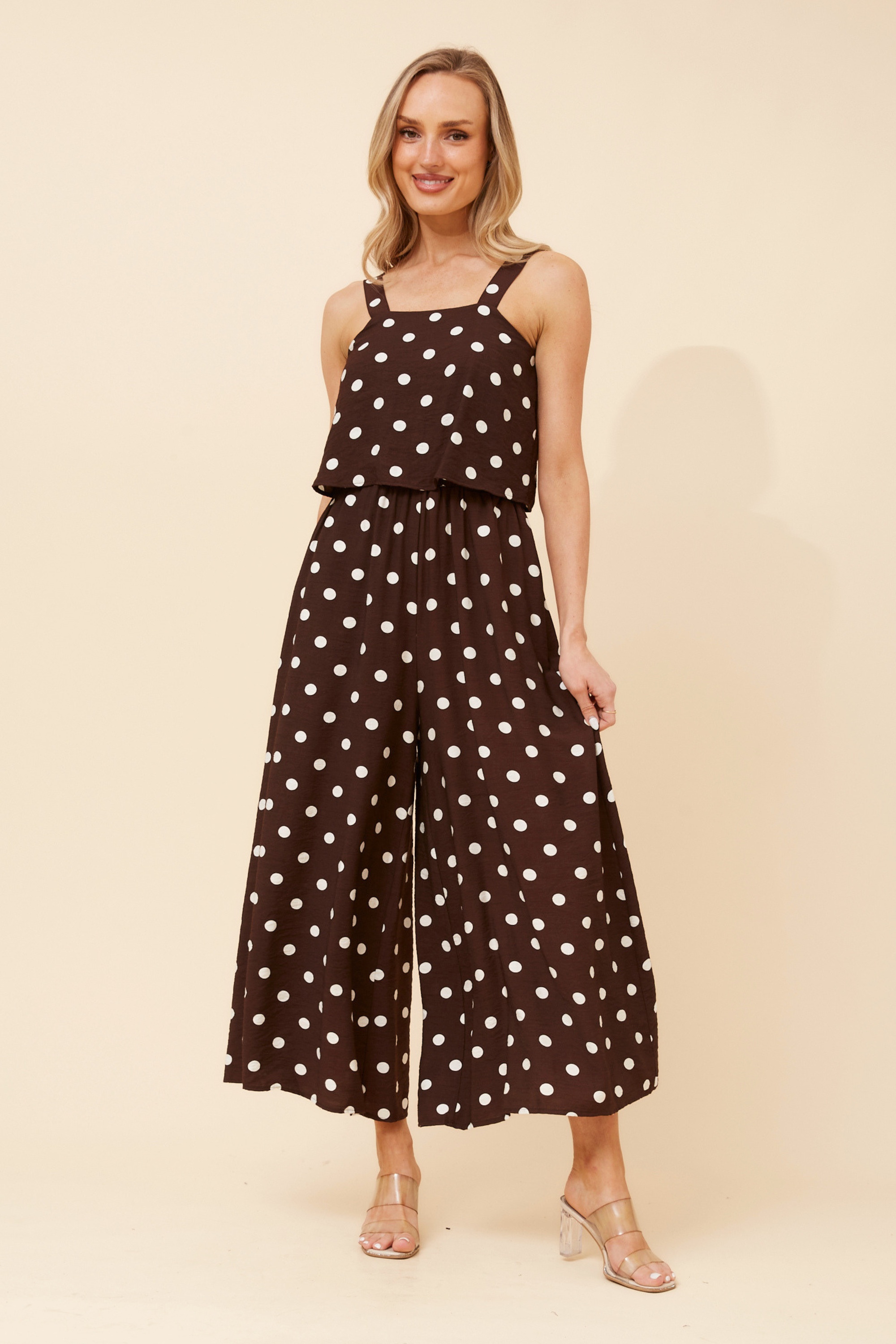 WAYUN POLKA DOT PRINT JUMPSUIT