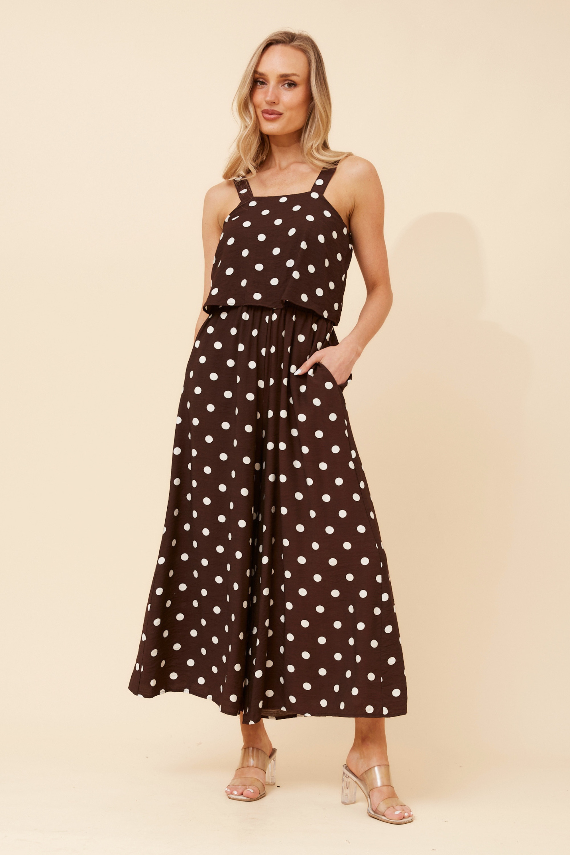 WAYUN POLKA DOT PRINT JUMPSUIT