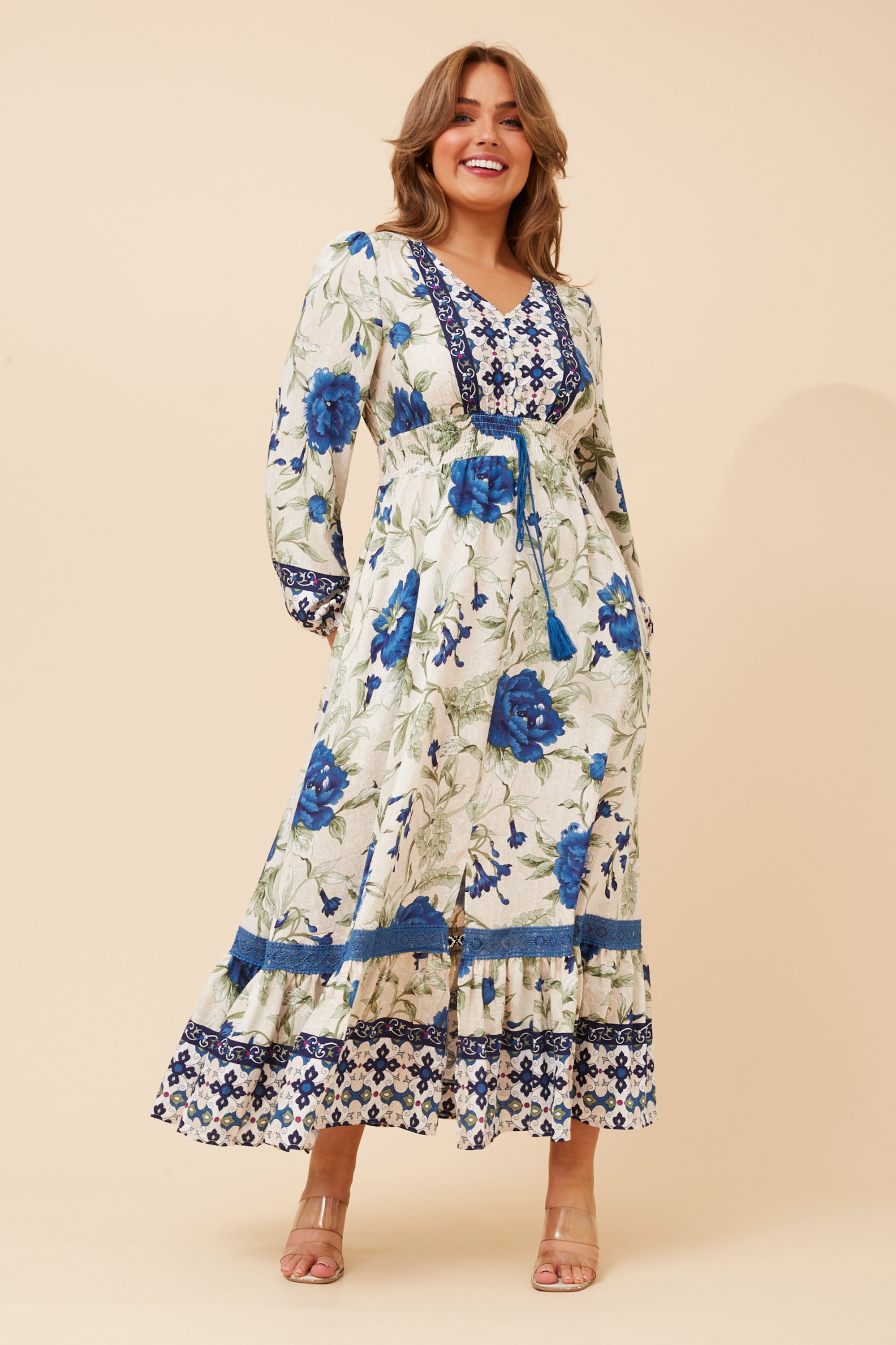 WESLIE BORDER PRINT MAXI DRESS