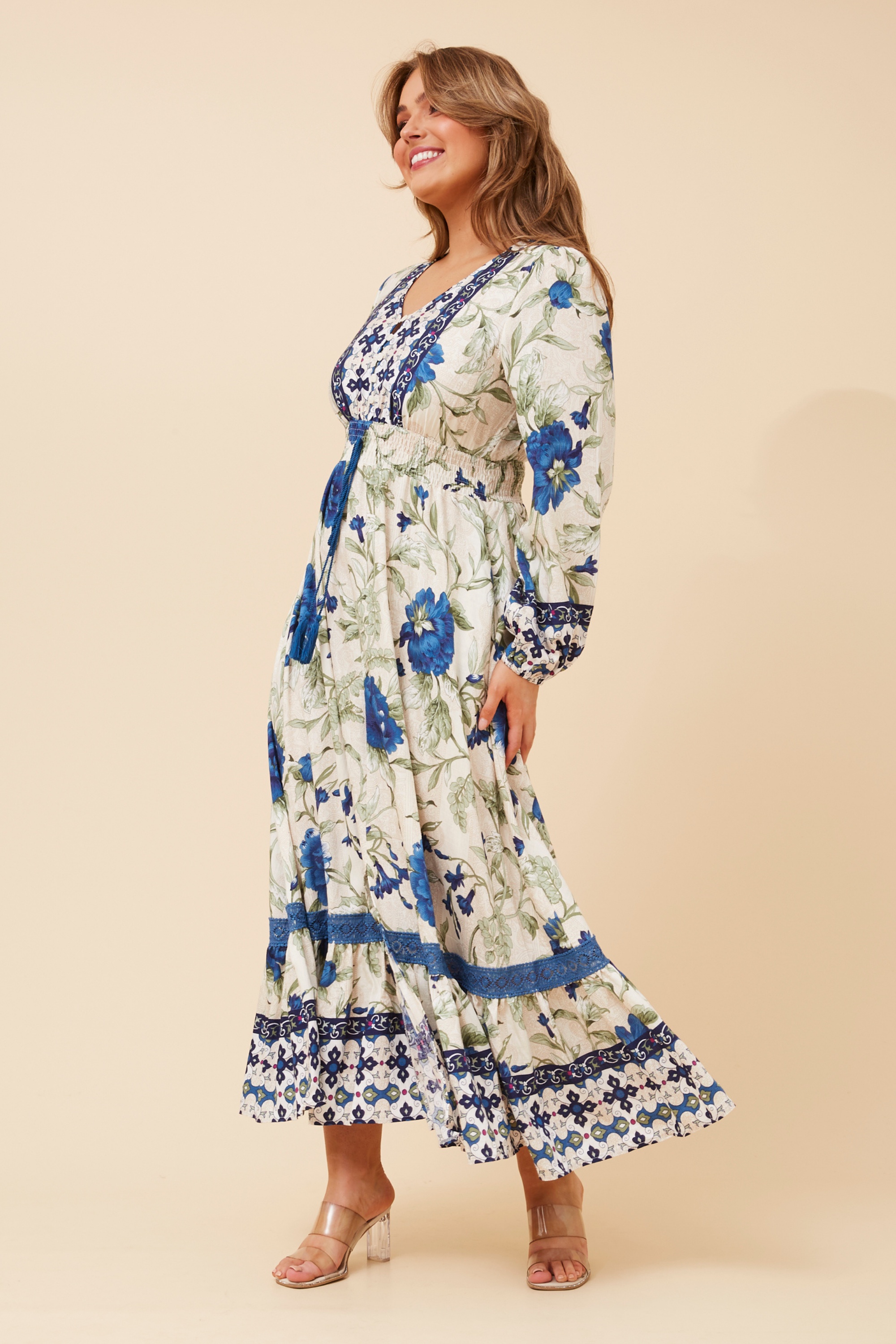 WESLIE BORDER PRINT MAXI DRESS