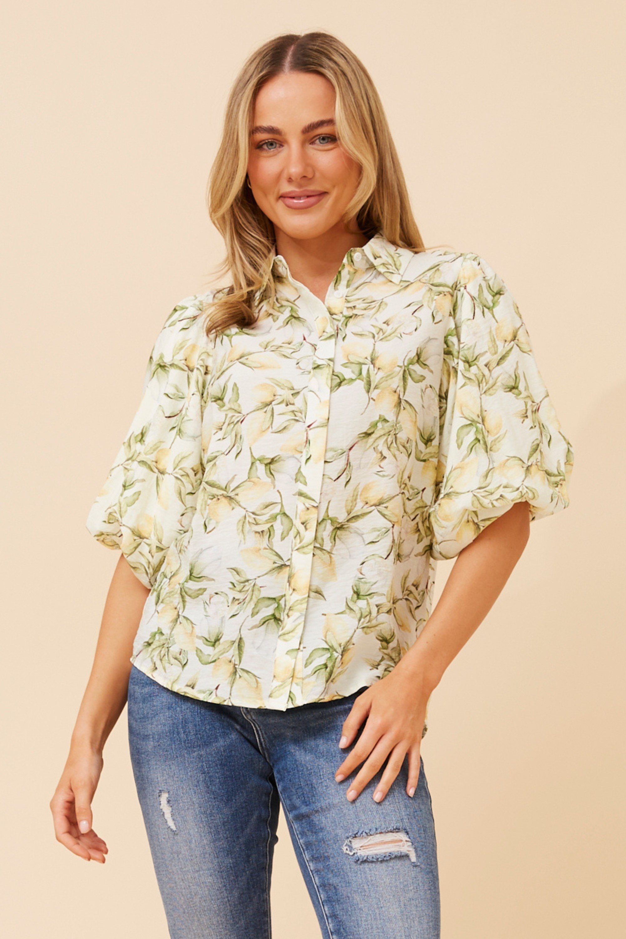 WILKIE LEMON PRINT TOP