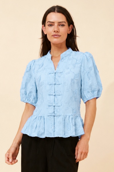 WITLEE EMBROIDERED PEPLUM TOP