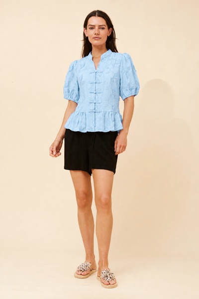 WITLEE EMBROIDERED PEPLUM TOP