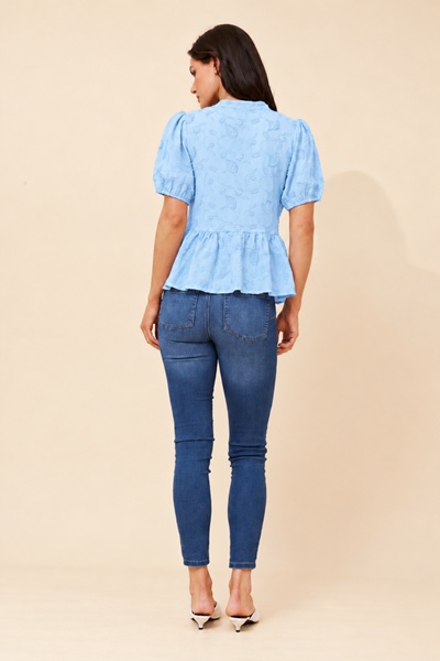 WITLEE EMBROIDERED PEPLUM TOP