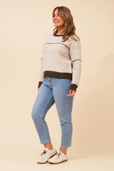 WRENN STRIPE PRINT KNIT PULLOVER