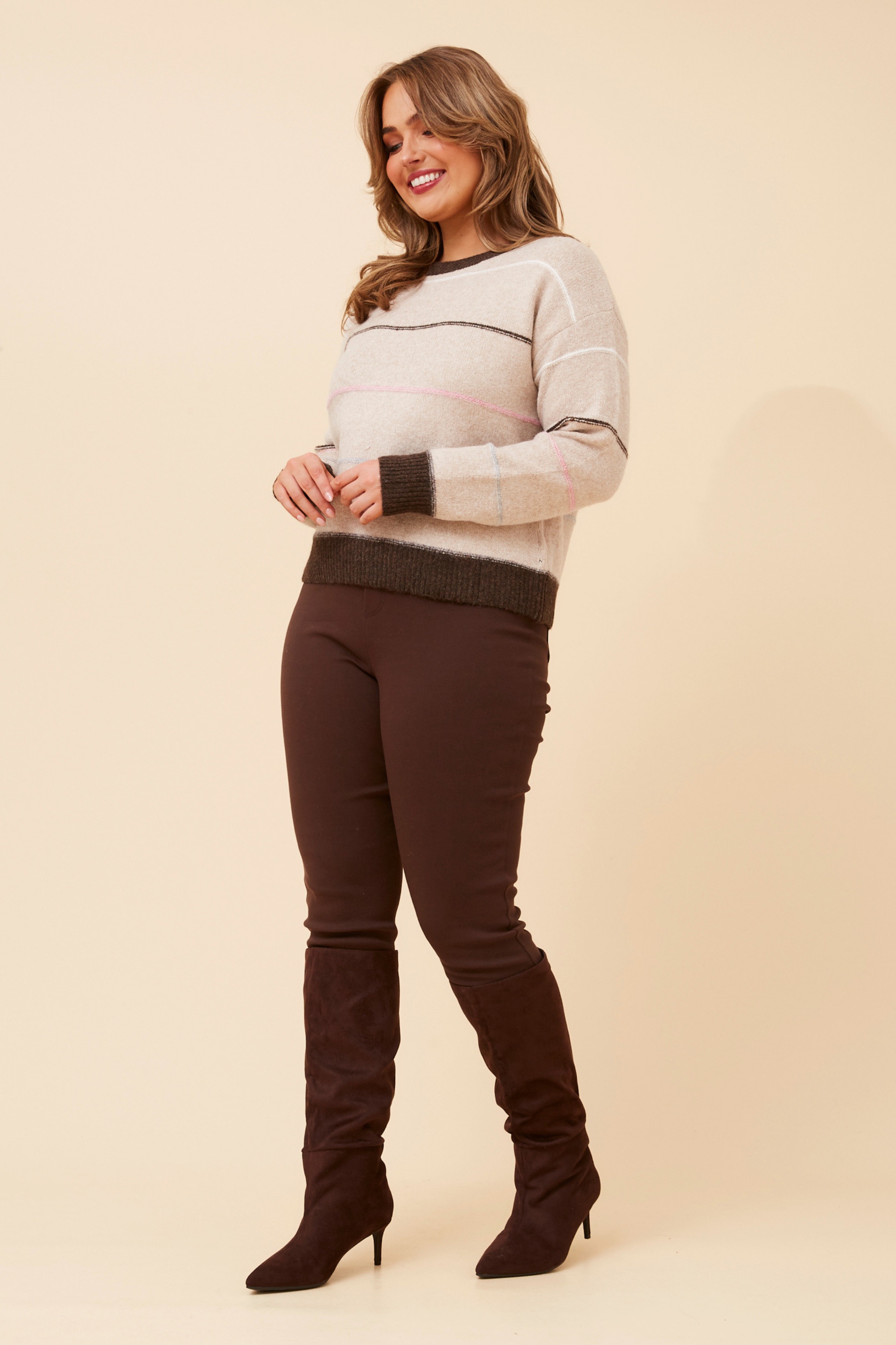 WRENN STRIPE PRINT KNIT PULLOVER