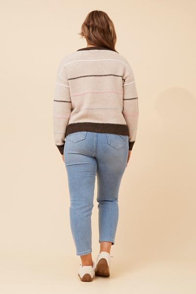 WRENN STRIPE PRINT KNIT PULLOVER