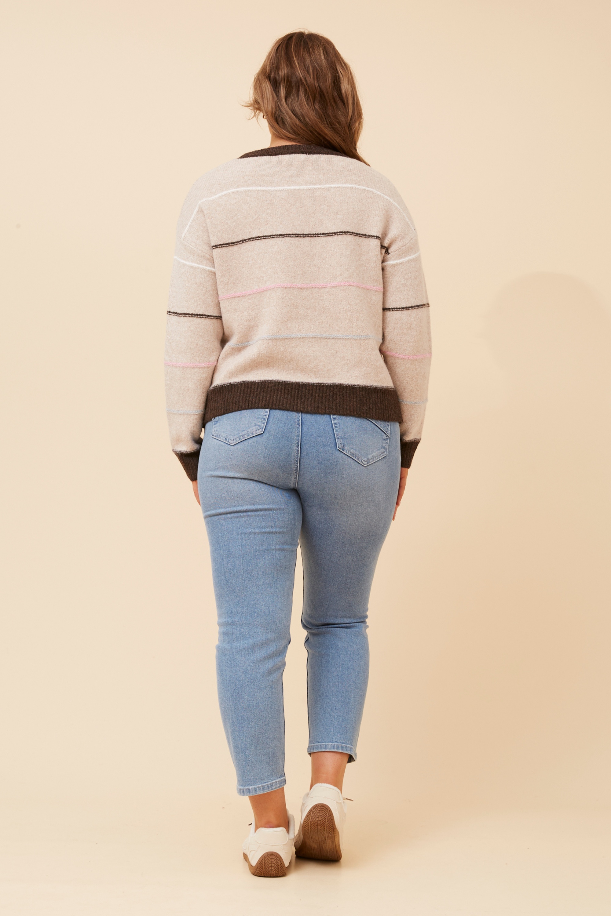 WRENN STRIPE PRINT KNIT PULLOVER