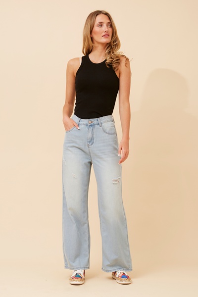 YADIRA WIDE LEG DENIM PANTS