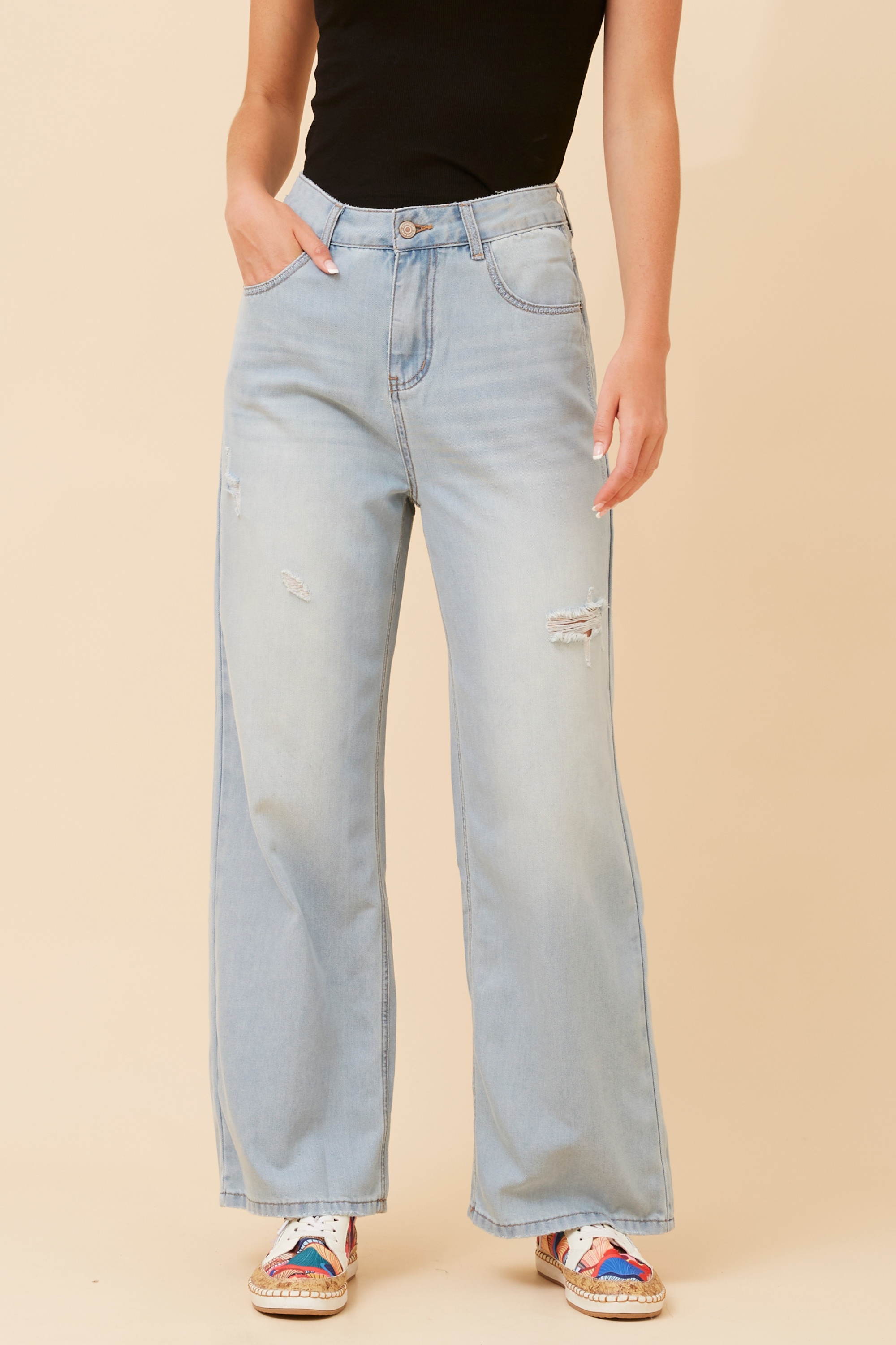 YADIRA WIDE LEG DENIM PANTS