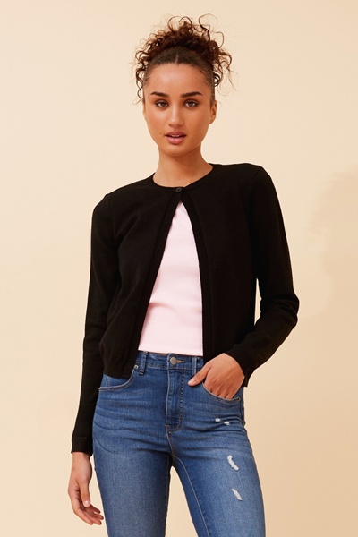 YALINA SOLID KNIT CARDIGAN