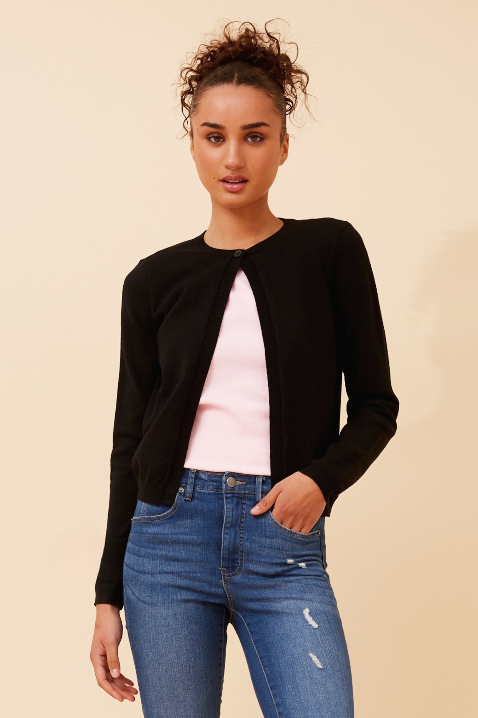 YALINA SOLID KNIT CARDIGAN