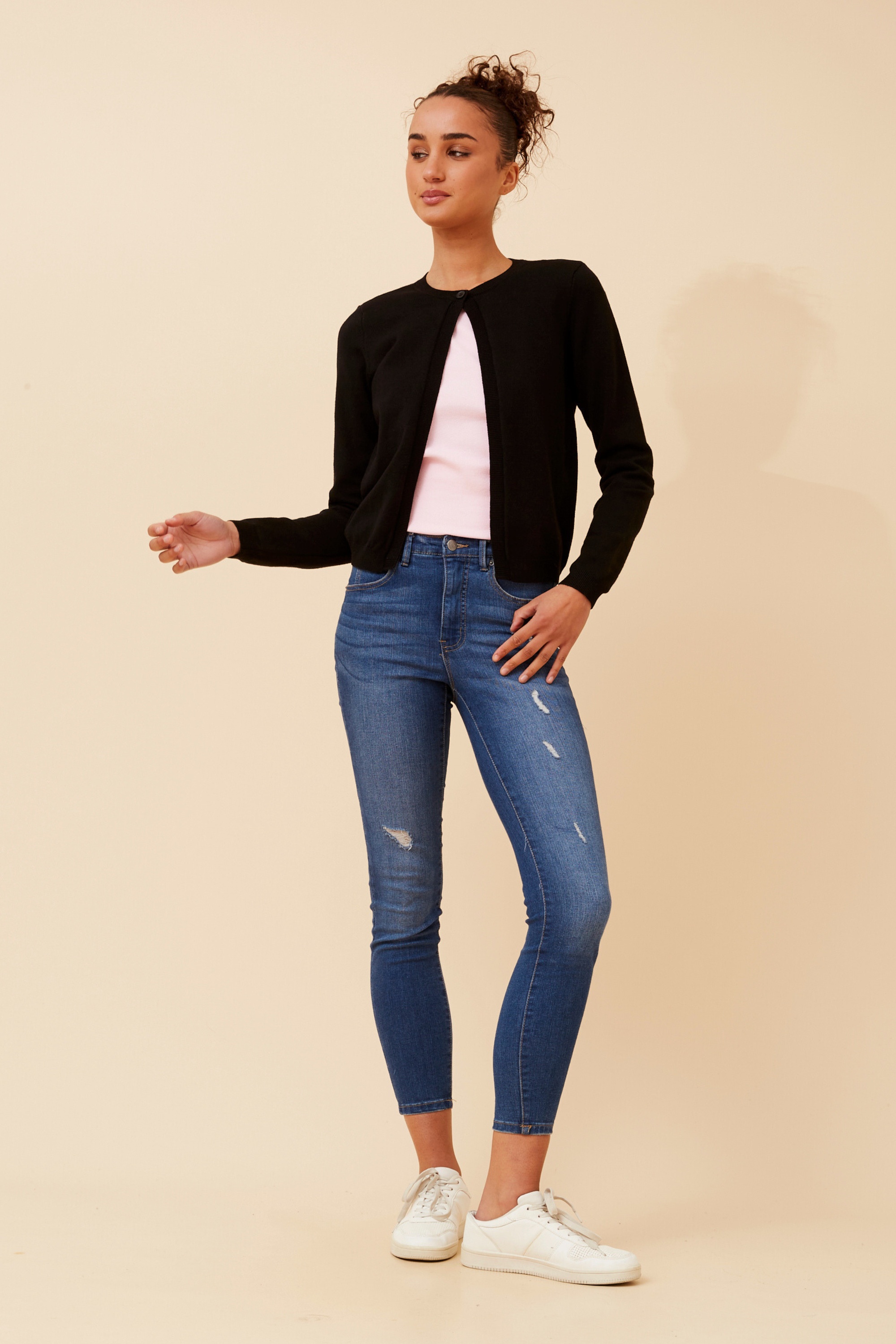 YALINA SOLID KNIT CARDIGAN