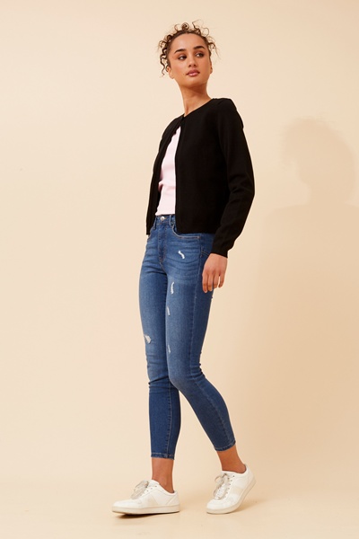 YALINA SOLID KNIT CARDIGAN