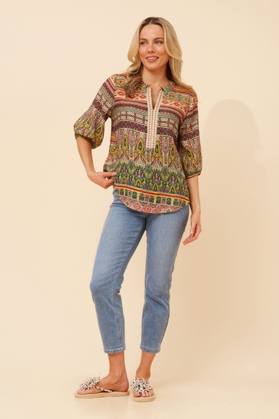 YANAE BORDER PRINT TOP