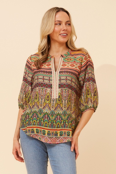 YANAE BORDER PRINT TOP