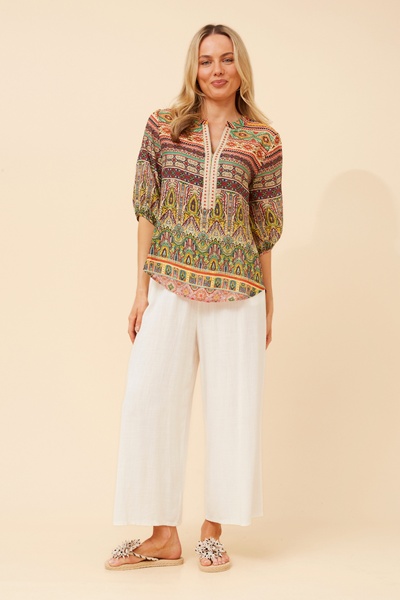YANAE BORDER PRINT TOP