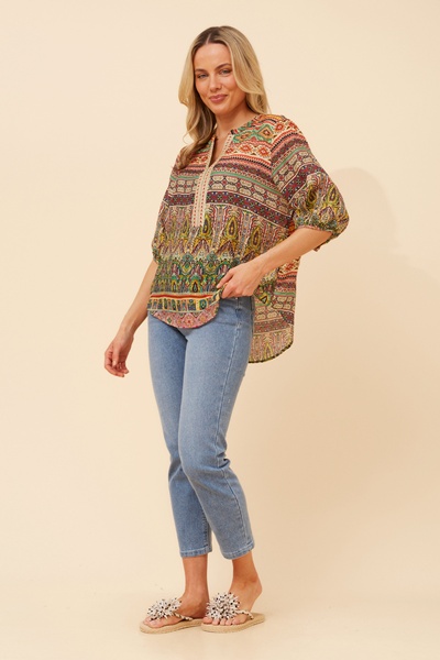 YANAE BORDER PRINT TOP