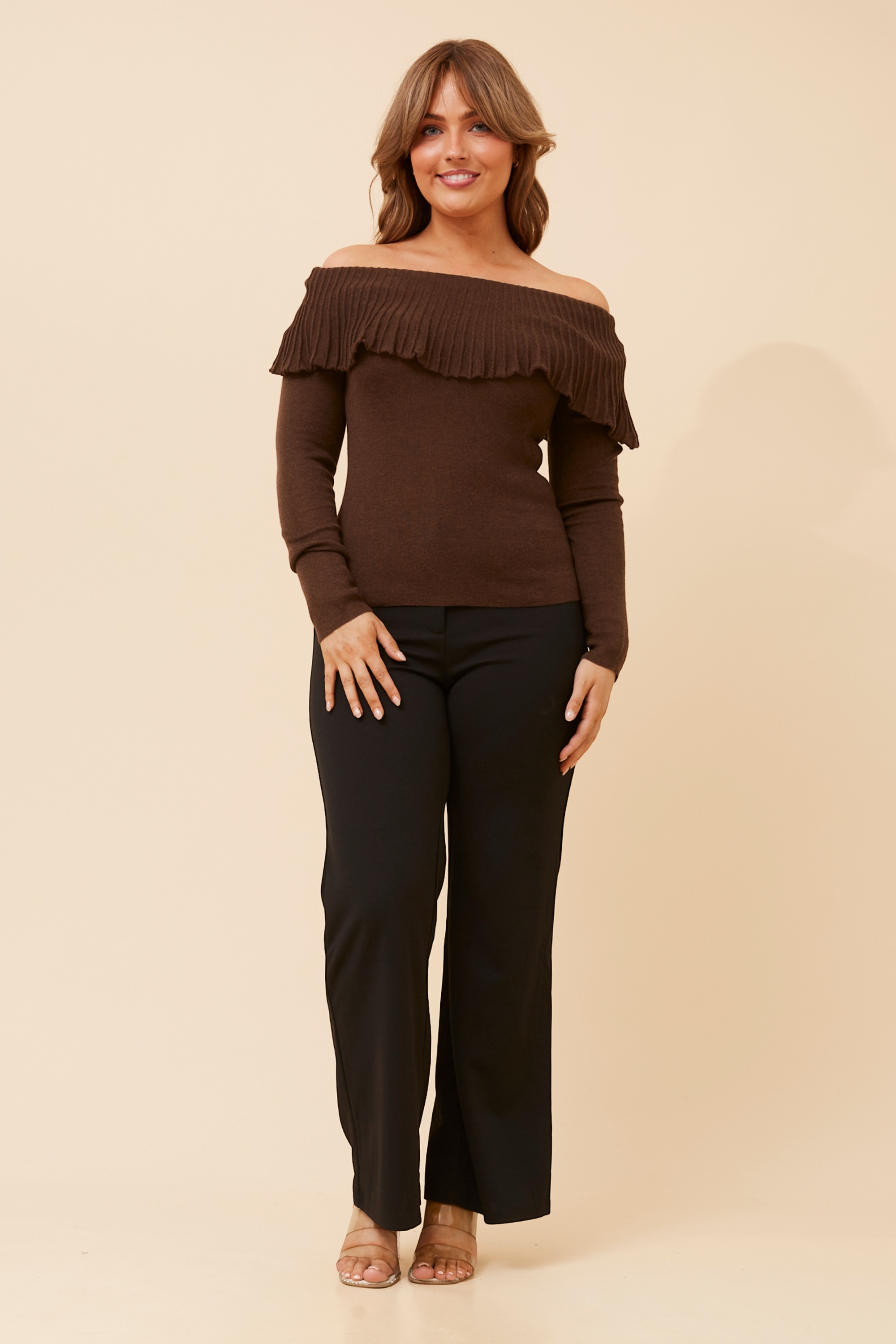 YANIRA OFF-SHOULDER KNIT PULLOVER