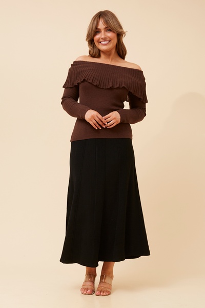 YANIRA OFF-SHOULDER KNIT PULLOVER