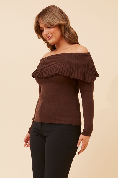 YANIRA OFF-SHOULDER KNIT PULLOVER