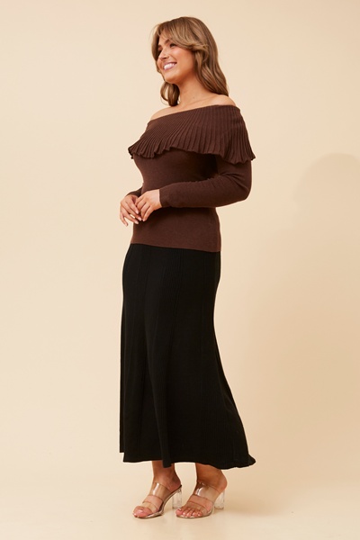 YANIRA OFF-SHOULDER KNIT PULLOVER