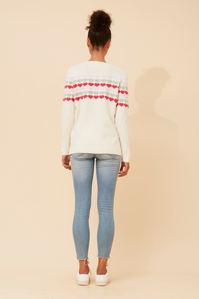 YASMINA HEART PRINT KNIT PULLOVER