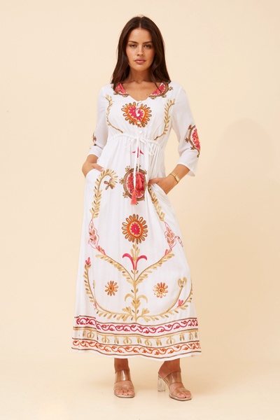 YATIKA BORDER PRINT MAXI DRESS