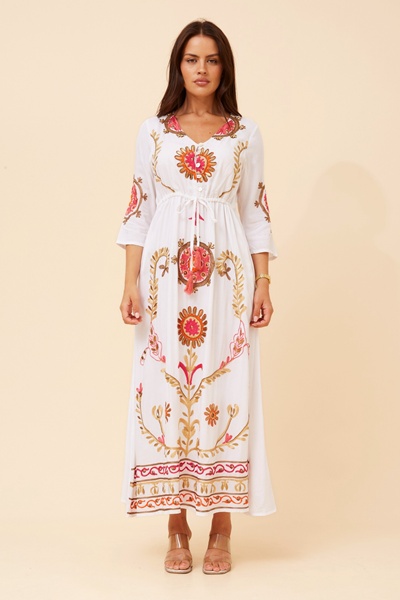 YATIKA BORDER PRINT MAXI DRESS
