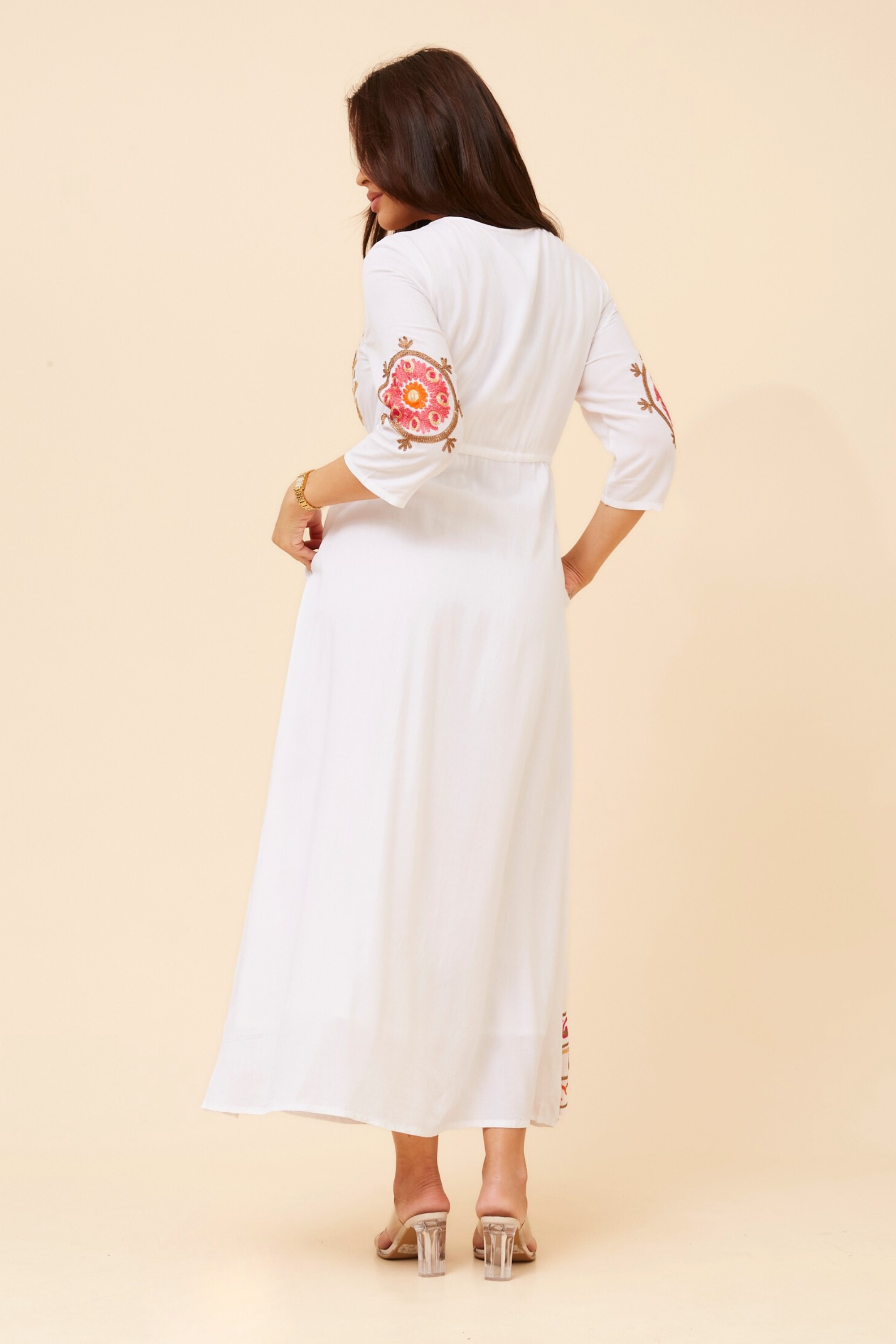 YATIKA BORDER PRINT MAXI DRESS