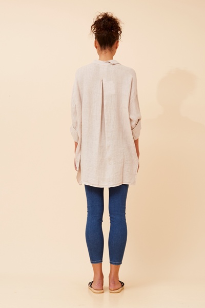 YAZ ASYMMETRIC LINEN SHIRT