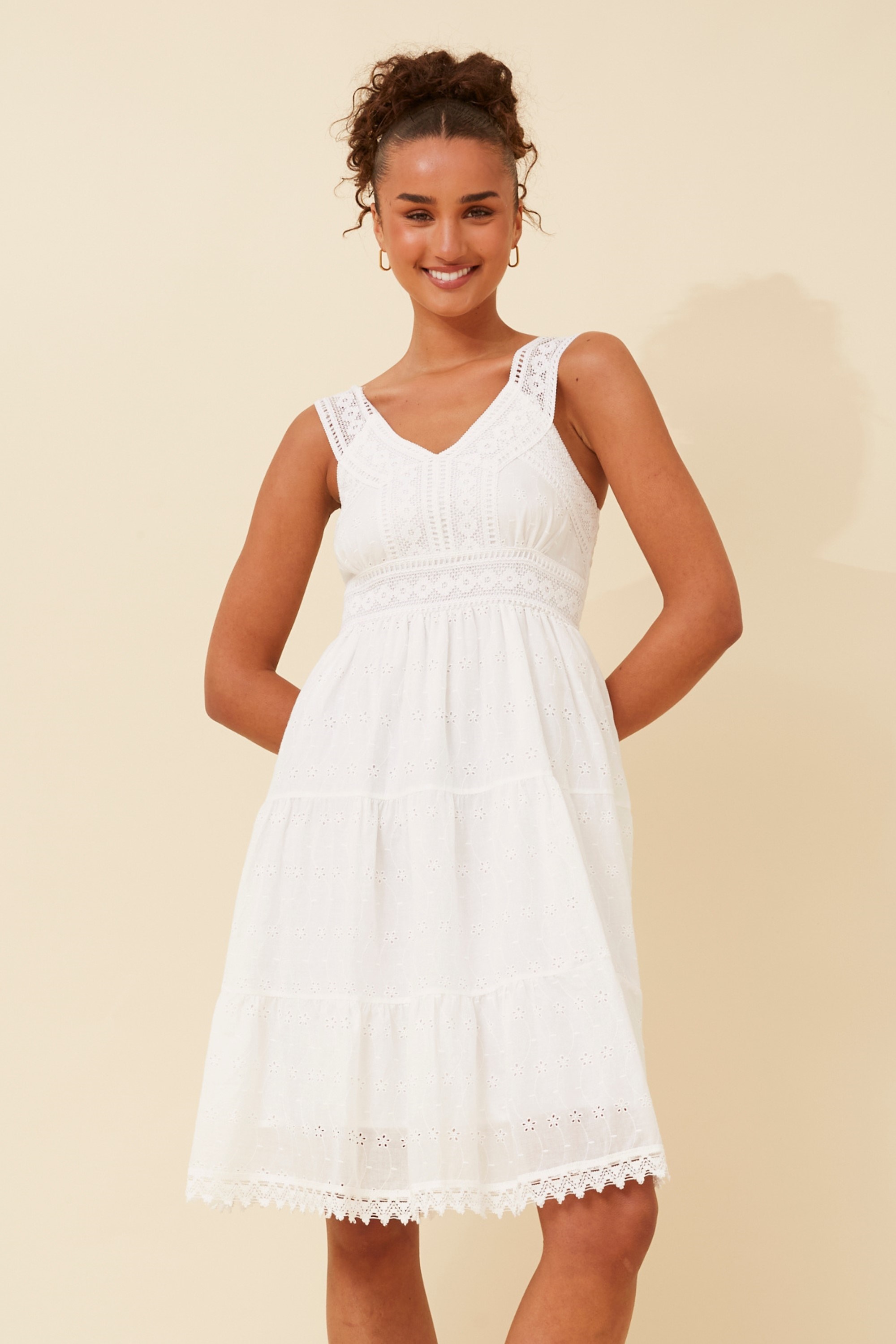 YENNY BRODERIE ANGLAISE DRESS