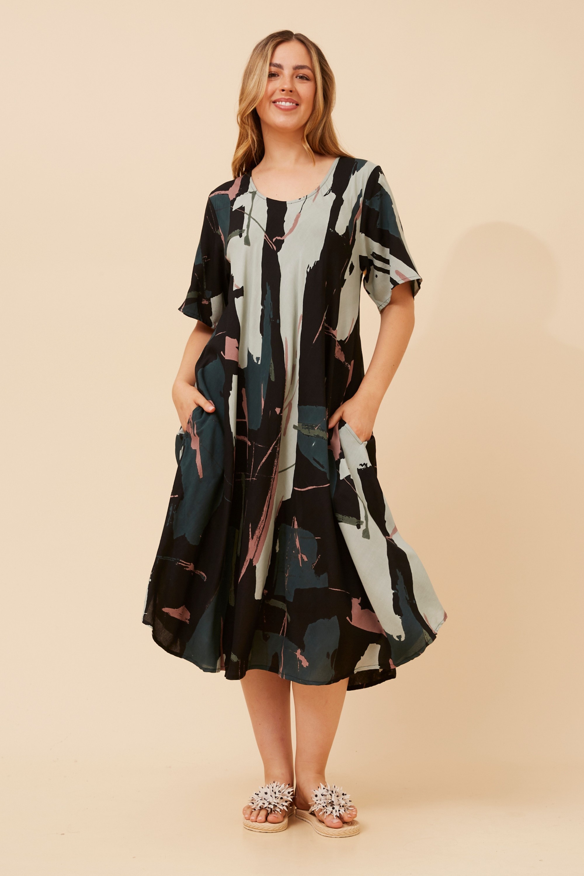 YESSICA ABSTRACT PRINT DRESS