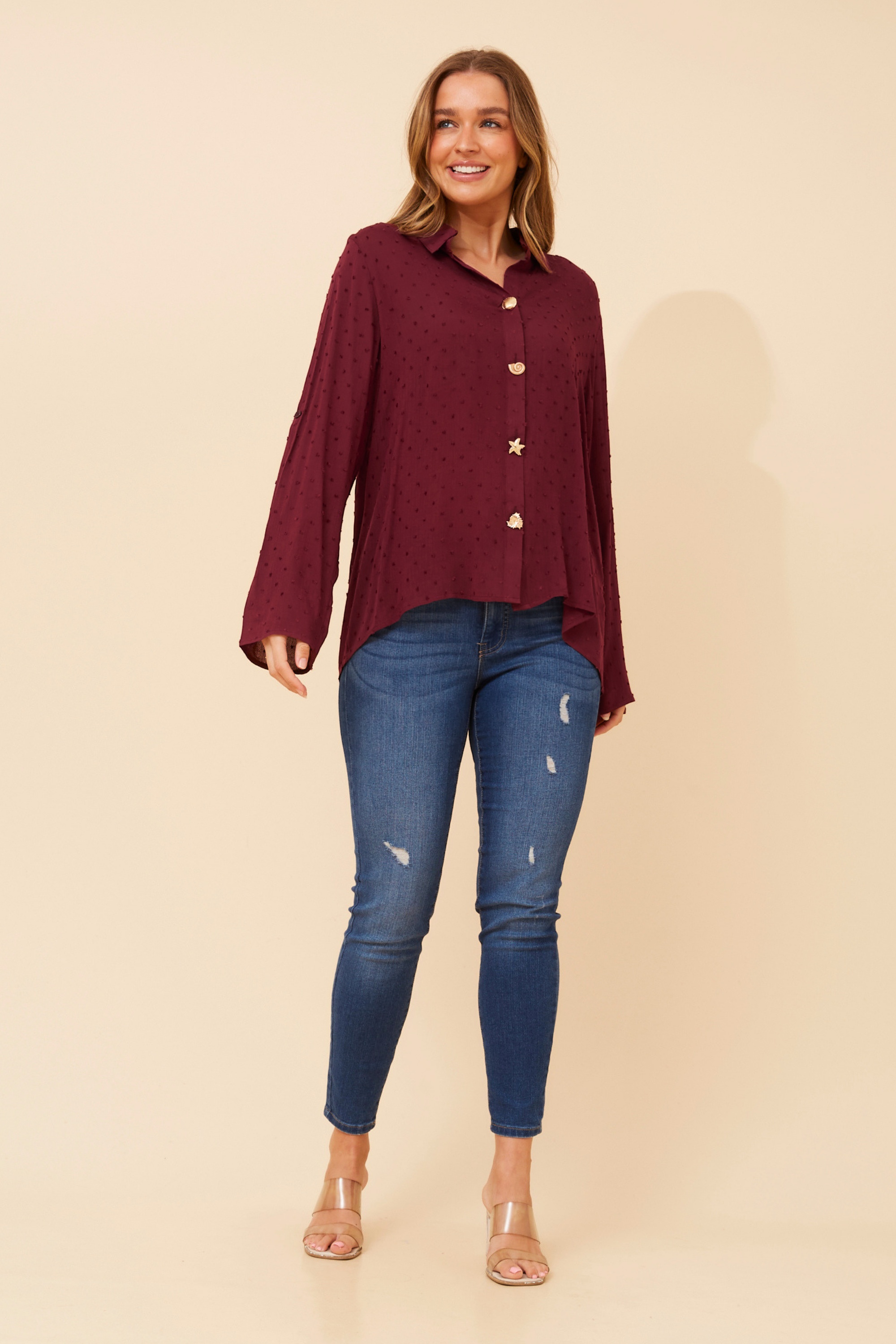 YONITA DOBBY PATTERN SHIRT