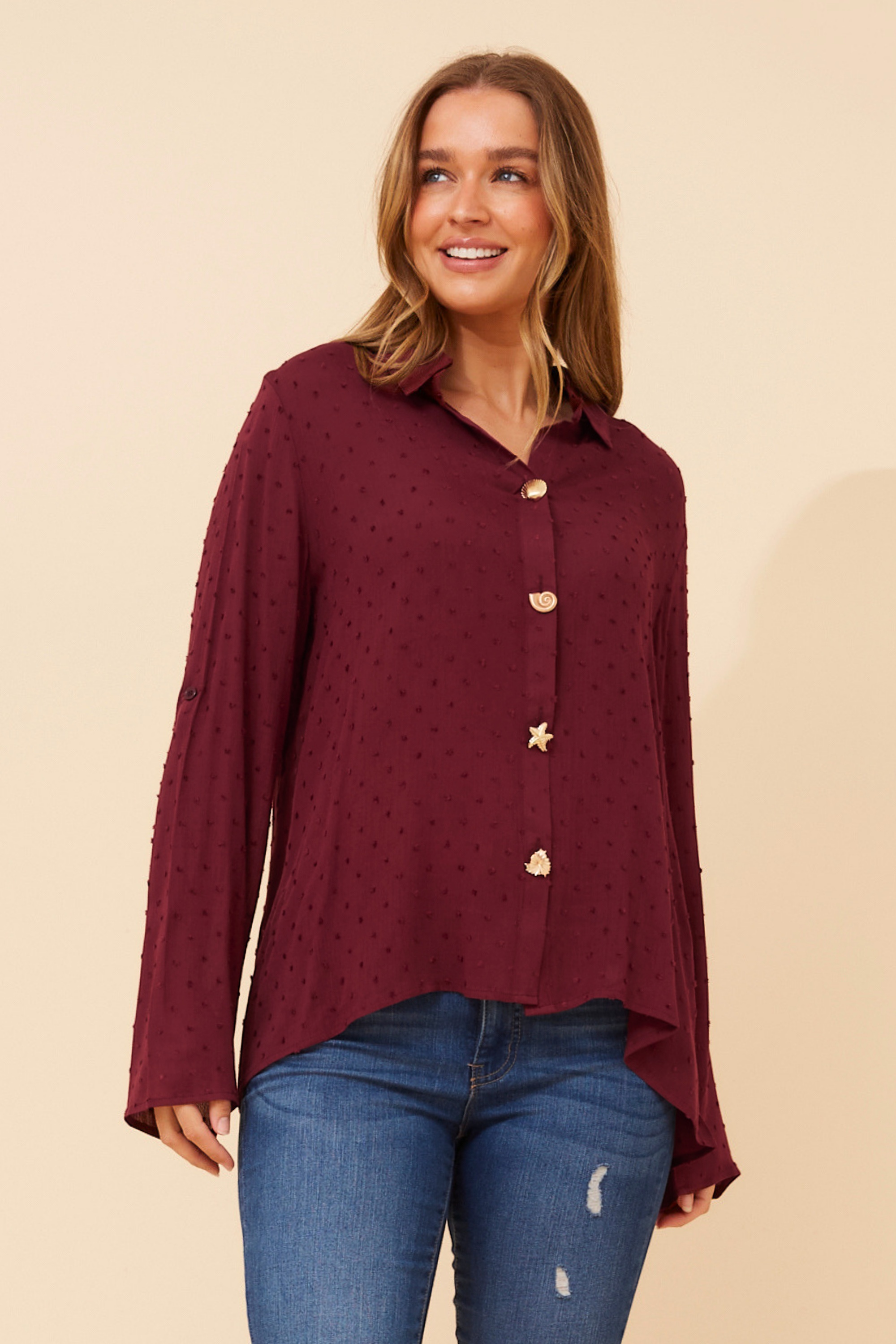 YONITA DOBBY PATTERN SHIRT