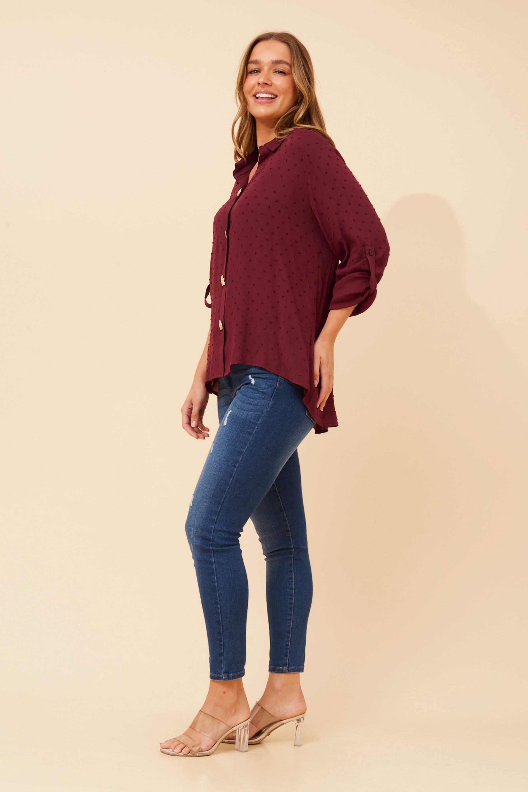 YONITA DOBBY PATTERN SHIRT