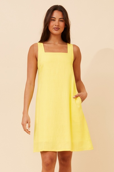 YURRA LINEN BLEND SHORT DRESS