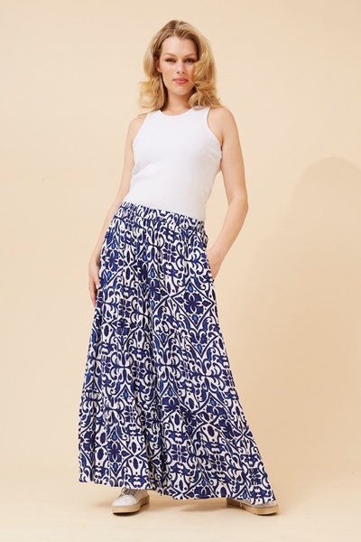 ZAELIA ARABESQUE PRINT PANTS