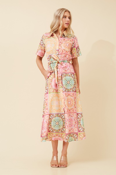 ZALIKA PATCHWORK PRINT SHIRT DRESS