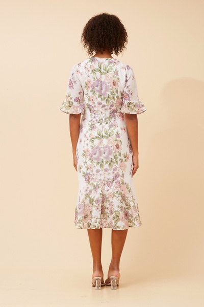 ZALYN FLORAL LINEN BLEND DRESS